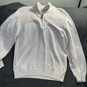 Haggar Men's Cream Zip Up Sweater